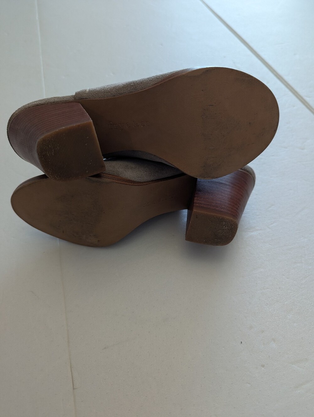 Frye&Co Ash Taupe Suede Slingback Block Heel Sandal View 5
